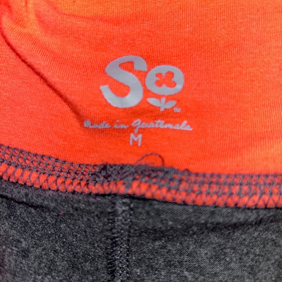 BLING Y2K Fold Over Flare Yoga Legging Pants Hot Salmon Orange Sparkly Heart M - Picture 3 of 9